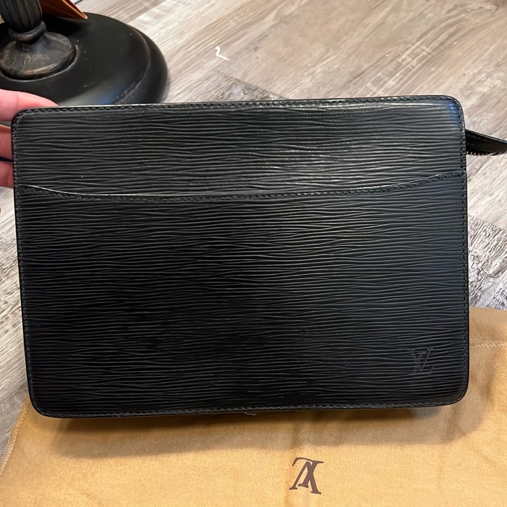 Louis Vuitton Black Epi Leather Clutch Wristlet
